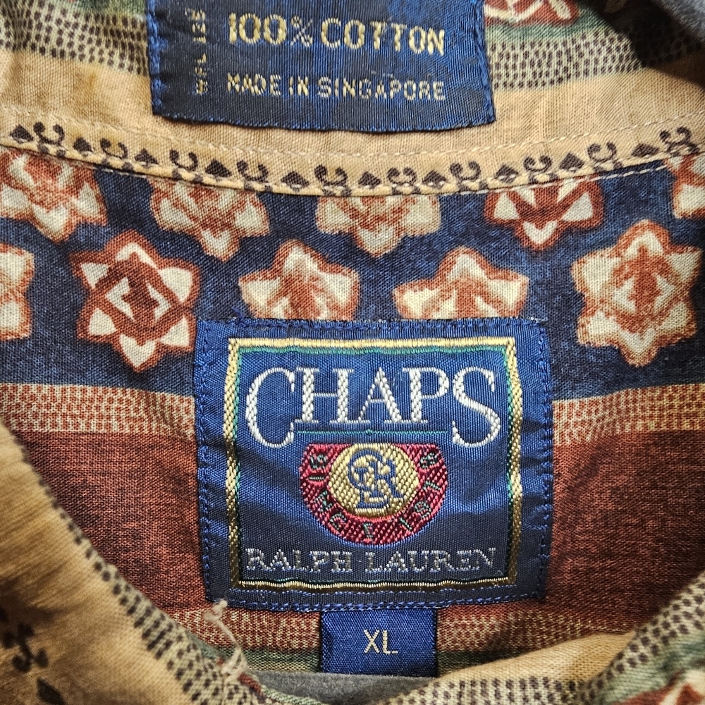 90's Ralph Lauren Chaps Earth Tone Long-Sleeve Button-Up Men's Shirt - Picture 3 of 6